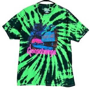 Goosebumps Unisex Shirt Black Green Tie Dye Welcome to Horrorland Tee Stretch M